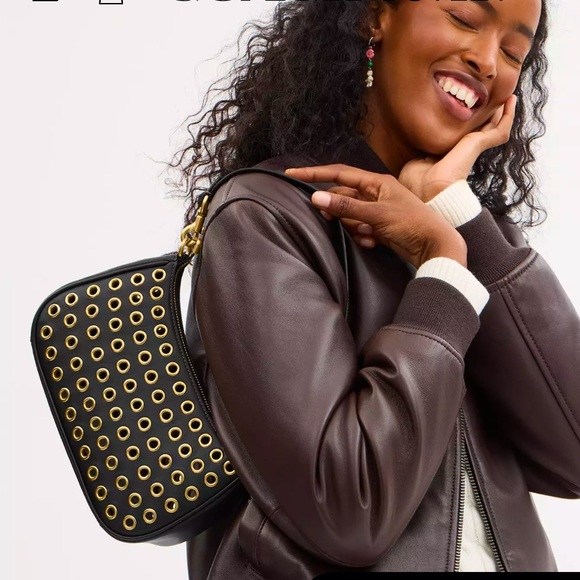 NWT COACH Teri Leather Shoulder Bag With Grommets - Picture 10 of 10